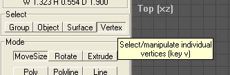 Showing vertex select mode is selected