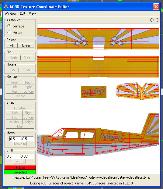 Image shows texture coordinate editor with a background image
